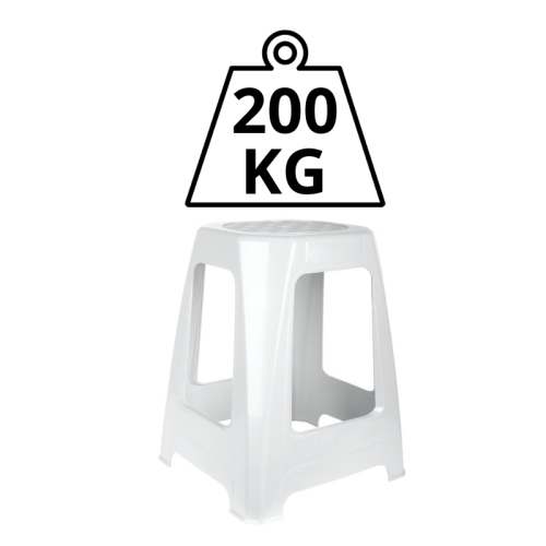 Taboret plastikowy wytrzymały do 200 kg – biały, do łazienki lub kuchni