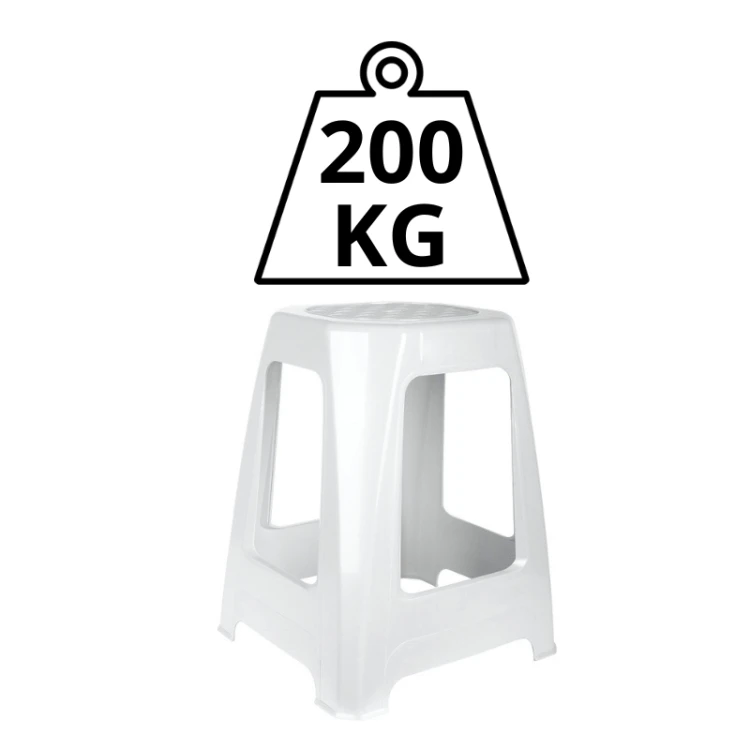 Taboret plastikowy wytrzymały do 200 kg – biały, do łazienki lub kuchni