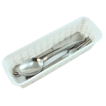 Pojemnik koszyk na sztućce Rattan Biały 24,2x8x6 cm