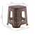 Taboret plastikowy rattanowy – wymiary: 32,5 cm wysokości, siedzisko 27 × 27 cm, podstawa 32,5 × 32,5 cm