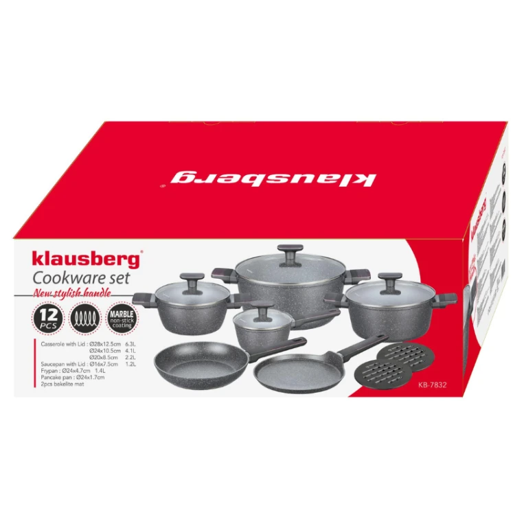 opakowanie zestawu garnków Klausberg KB-7832 12 elementów