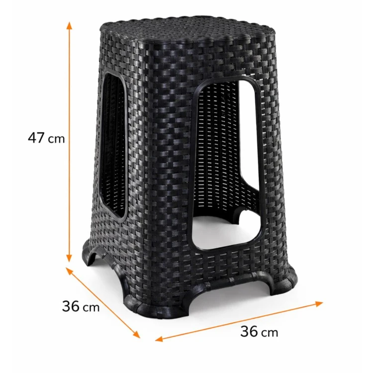 Wymiary taboretu rattanowego 47x36x36 cm – kolor czarny
