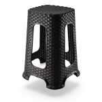 Taboret stołek Rattan antracytowy 47 cm wytrzymały, lekki, z tworzywa z recyklingu