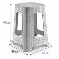 Stylowy taboret rattanowy szary z wymiarami 47x36x36 cm