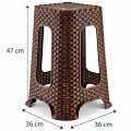 Brązowy taboret rattanowy 47 cm – trwały stołek do kuchni, łazienki i ogrodu