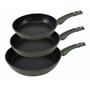 Zestaw 3 Patelni Swiss Haus śr. 20 24 28 cm Ceramiczna Powłoka Non Stick Indukcja Zielone