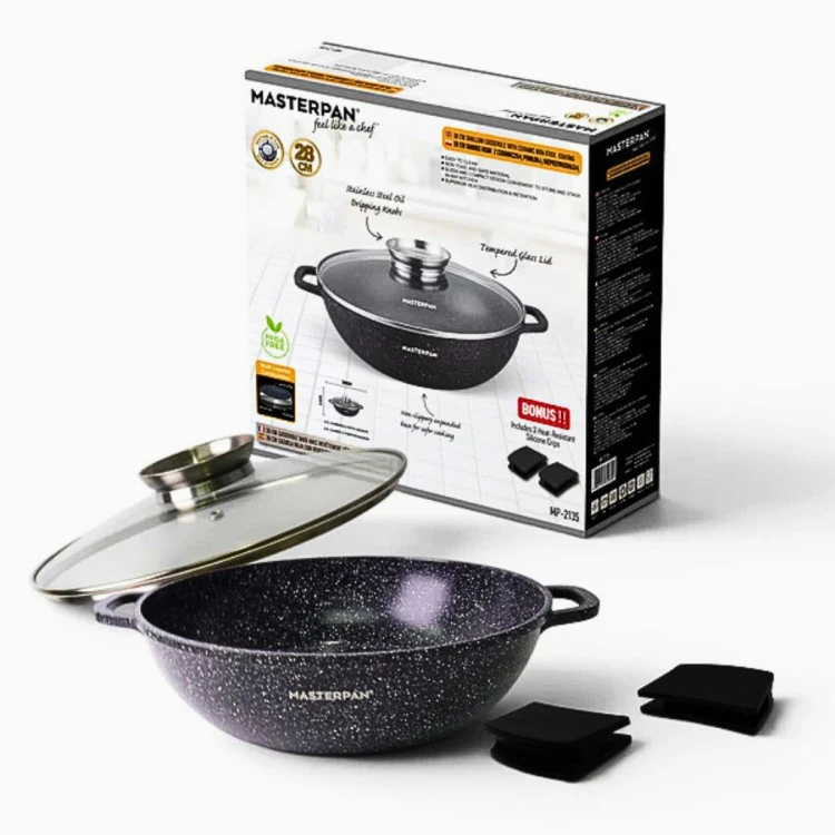 Garnek Masterpan MP-2135 28 cm z pokrywką i nakładkami