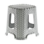 Taboret średni krzesło stołek Rattan szary