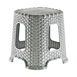 Taboret średni krzesło stołek Rattan szary