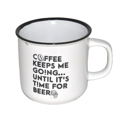2. kubek garnuszek Biały z napisem coffee keeps