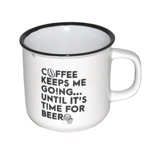 2. kubek garnuszek Biały z napisem coffee keeps
