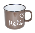 3. garnuszek ceramiczny Brązowy z napisem hello