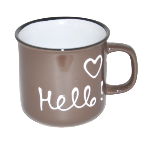 3. garnuszek ceramiczny Brązowy z napisem hello