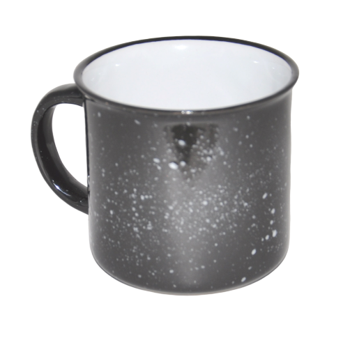 4. kubek garnuszek ceramiczny 400ml Czarny w białe kropki